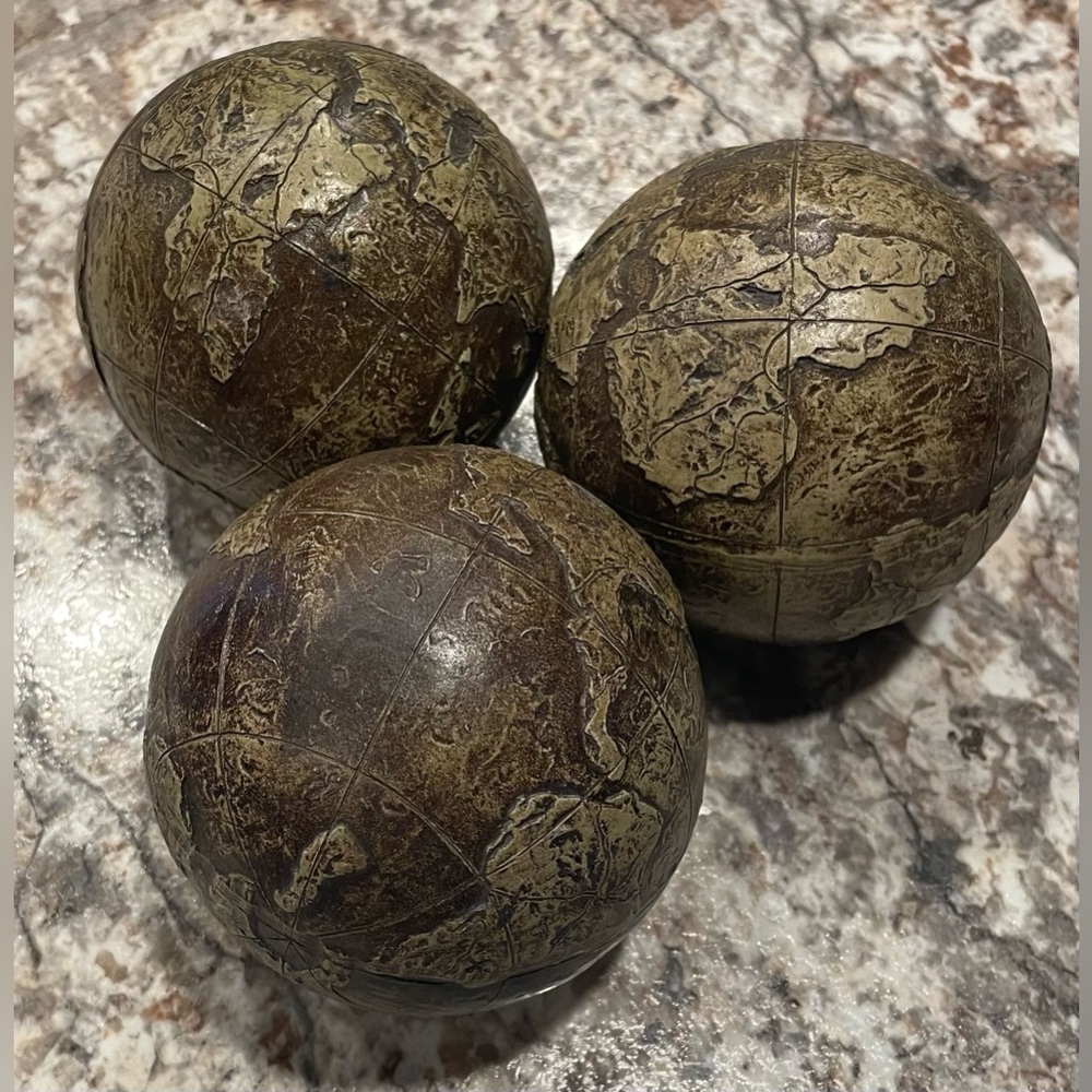 Mini Globe Decorative Orb Balls Bowl Fillers Antique Look Home Decor 4” lot of 3